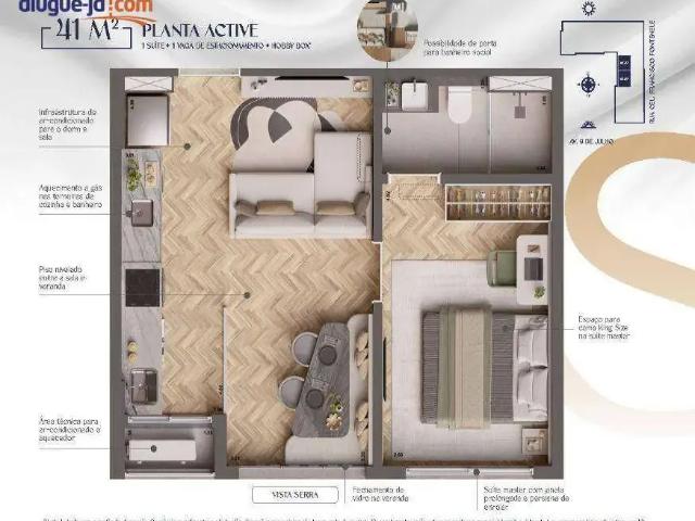 Apartamento para Venda em São José dos Campos/SP Jardim Apolo I 1 Quartos