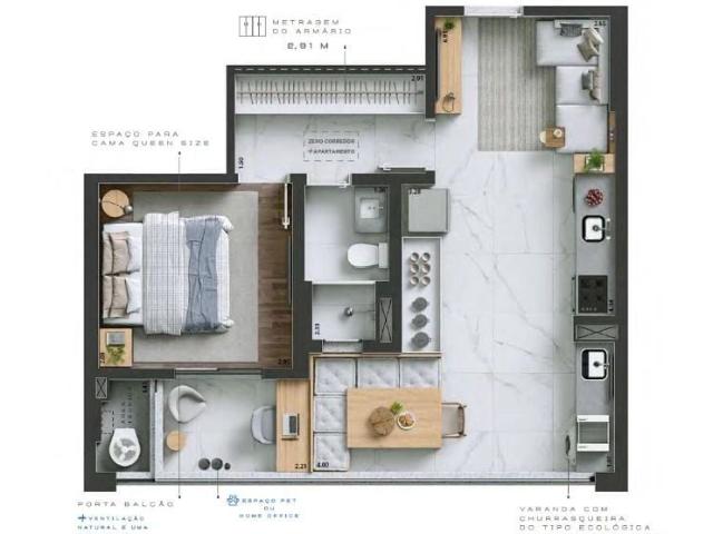 Apartamento para Venda em São José dos Campos/SP Jardim das Colinas 1 Quartos