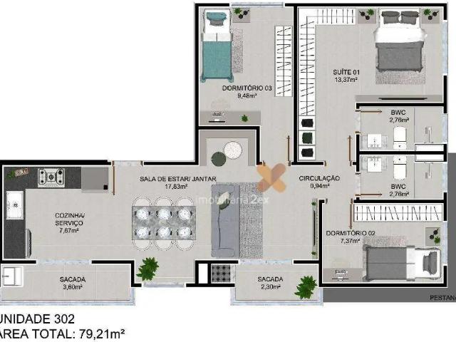 Apartamento para Venda em São José dos Pinhais/PR Afonso Pena 3 Quartos