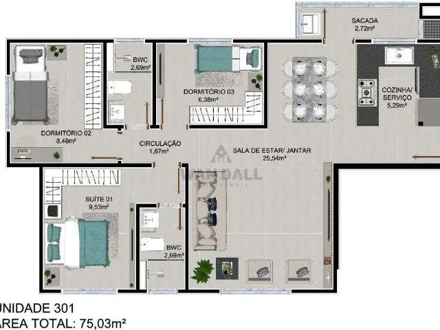 Apartamento para Venda em São José dos Pinhais/PR Afonso Pena 3 Quartos