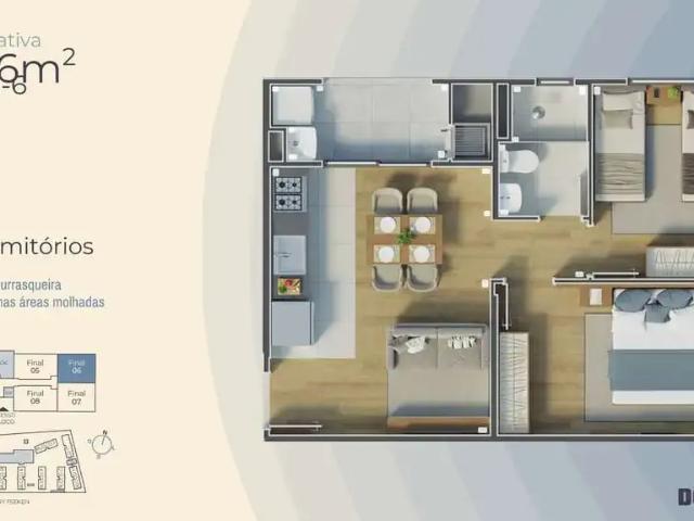 Apartamento para Venda em São José dos Pinhais/PR Afonso Pena 2 Quartos