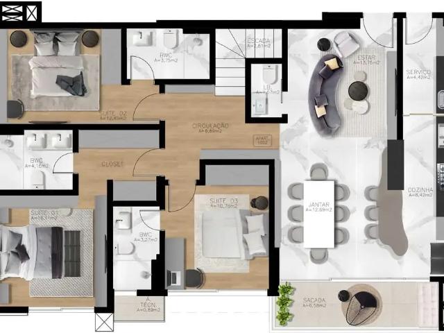 Apartamento para Venda em São José dos Pinhais/PR São Pedro 4 Quartos