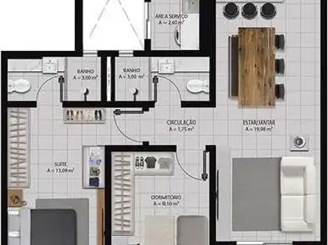 Apartamento para Venda em São José/SC Kobrasol 3 Quartos