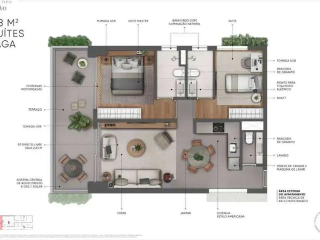 Apartamento para Venda em São Paulo/SP Cerqueira César 2 Quartos