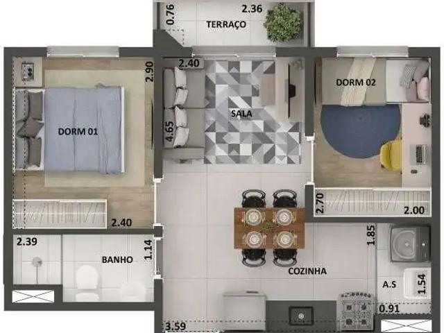 Apartamento para Venda em São Paulo/SP City América 2 Quartos