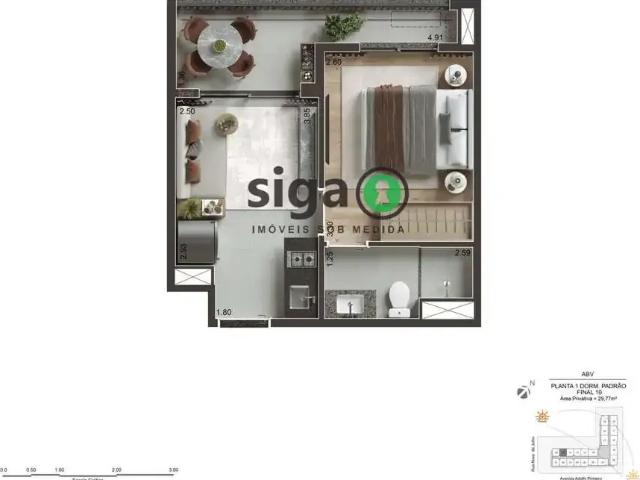 Apartamento para Venda em São Paulo/SP Santo Amaro 1 Quartos
