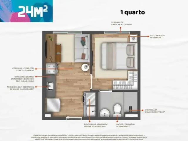 Apartamento para Venda em São Paulo/SP Santo Amaro 1 Quartos