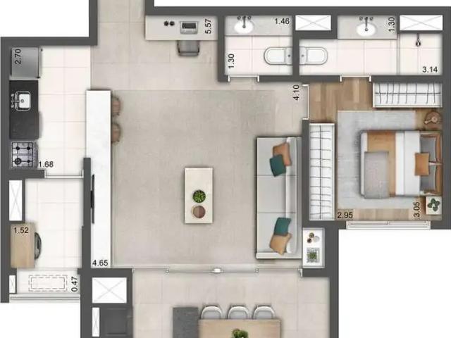 Apartamento para Venda em São Paulo/SP Vila Clementino 2 Quartos