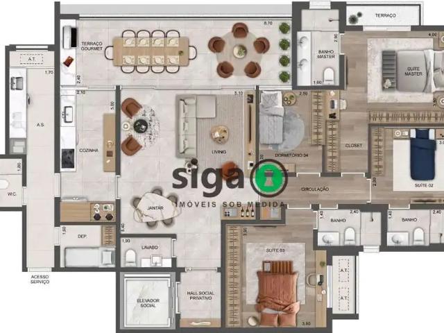 Apartamento para Venda em São Paulo/SP Vila Progredior 4 Quartos