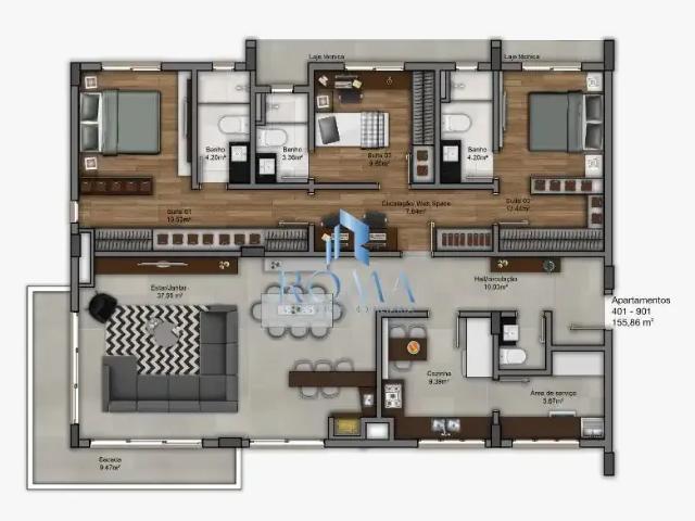 Apartamento para Venda em Santa Maria/RS Nossa Senhora de Lourdes 3 Quartos