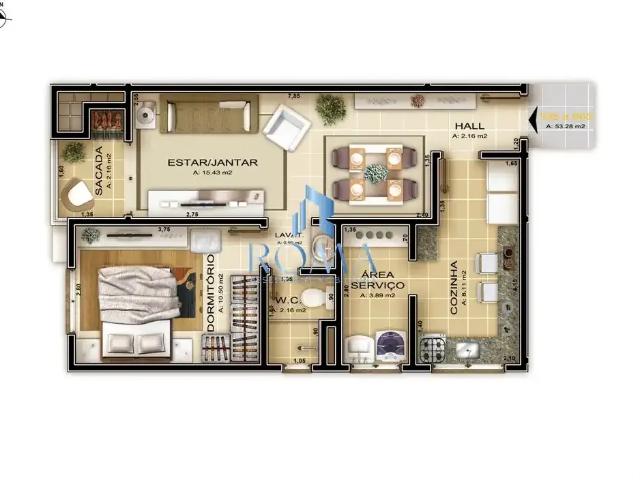 Apartamento para Venda em Santa Maria/RS Nossa Senhora do Rosário 1 Quartos