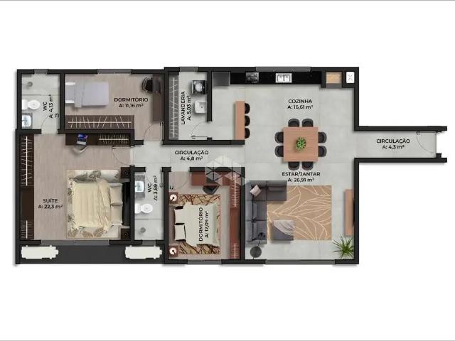 Apartamento para Venda em Santa Maria/RS Nossa Senhora Medianeira 2 Quartos