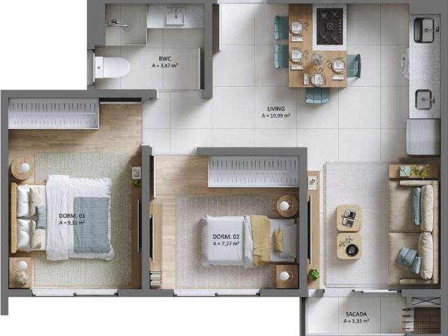 Apartamento para Venda em Santa Cruz do Sul/RS Aliança 2 Quartos