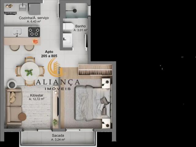 Apartamento para Venda em Santo Amaro da Imperatriz/SC São Francisco de Assis 1 Quartos