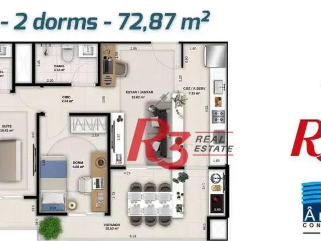 Apartamento para Venda em Santos/SP Encruzilhada 2 Quartos