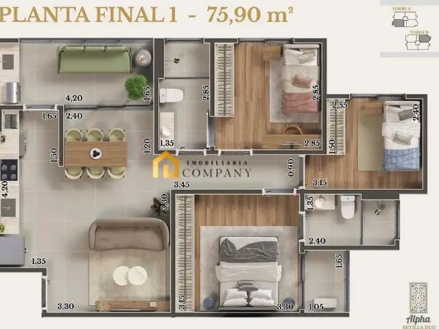 Apartamento para Venda em Sorocaba/SP Jardim Prestes de Barros 3 Quartos