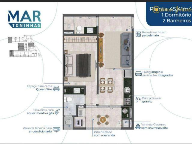 Apartamento para Venda em Ubatuba/SP Toninhas 1 Quartos