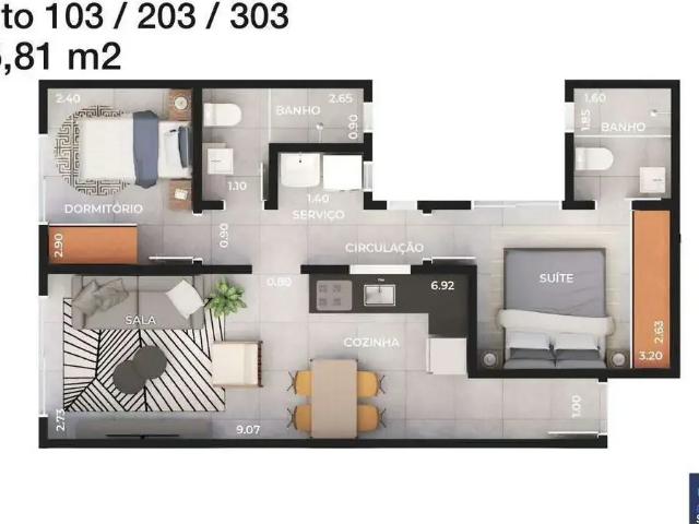 Apartamento para Venda em Uberaba/MG Santa Maria 2 Quartos