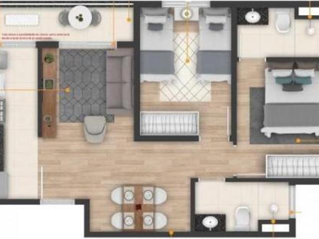 Apartamento para venda em Vila Hortência de 71.00m² com 2 Quartos, 1 Suite e 1 Garagem