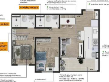Apartamento à venda com 2 quartos, suíte e Varanda gourmet Parque Ortolândia, Hortolândia