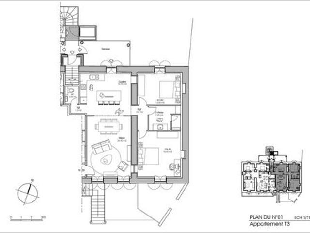 APPART T3 85.85 m2 1er ETAGE