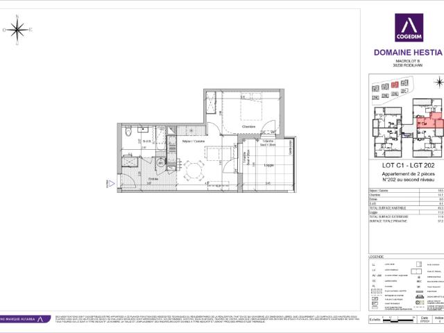 Appartement 45.3 m² 2 Pièces Rodilhan 30230