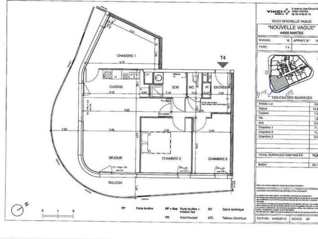 Appartement 4 pièces 44000 Nantes Réf: 12231