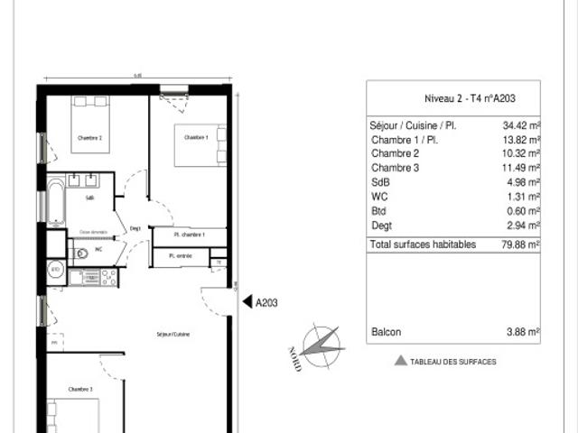 Appartement 4 pièces 79.88m²