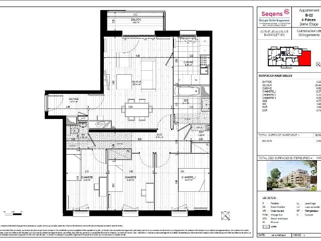 Appartement 4 pièces 83 m²