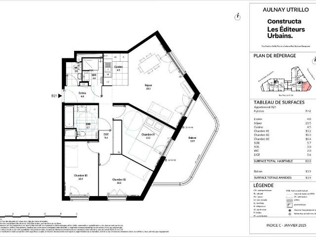 Appartement 4 pièces 83 m²