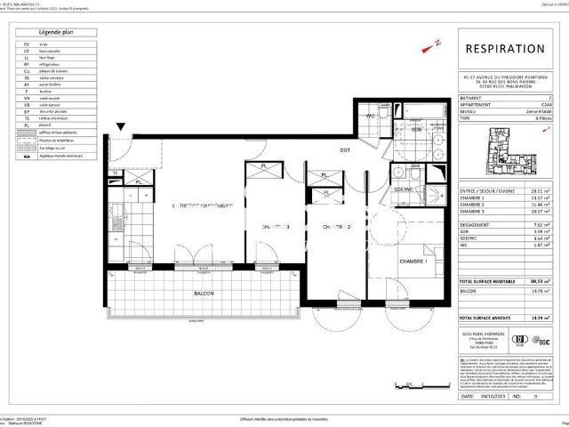 Appartement 4 pièces 80 m²