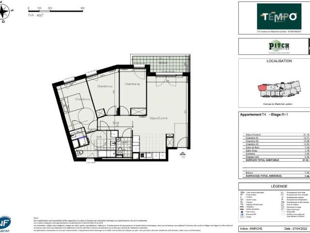 Appartement 4 pièces 81 m²