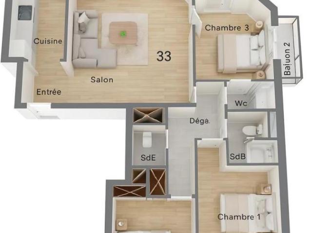 Appartement 4 pièces 82 m²