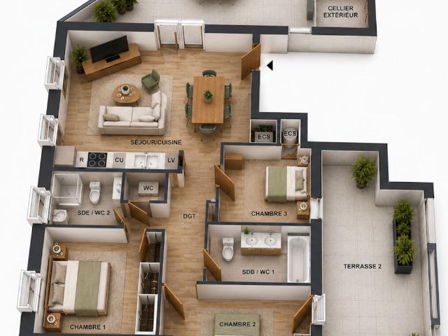 Appartement 4 pièces 82 m²