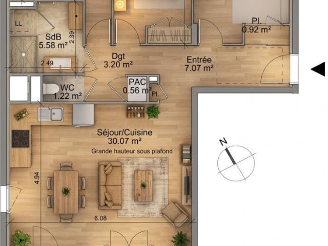 Appartement 4 pièces 82 m²