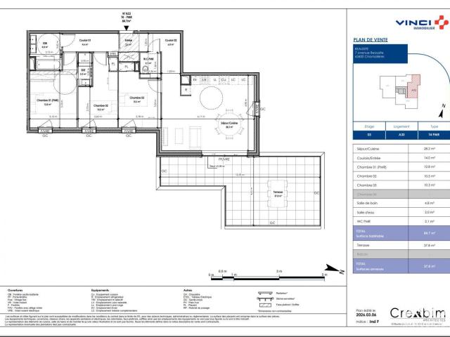 Appartement 4 pièces 84 m²