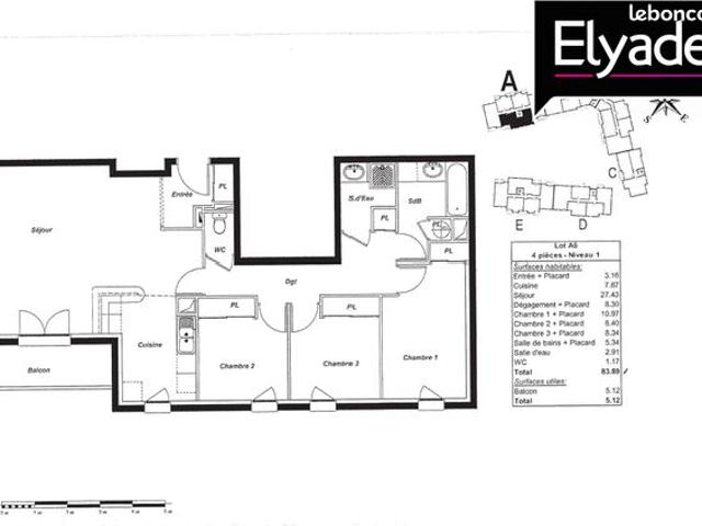 Appartement 4 pièces 84 m²