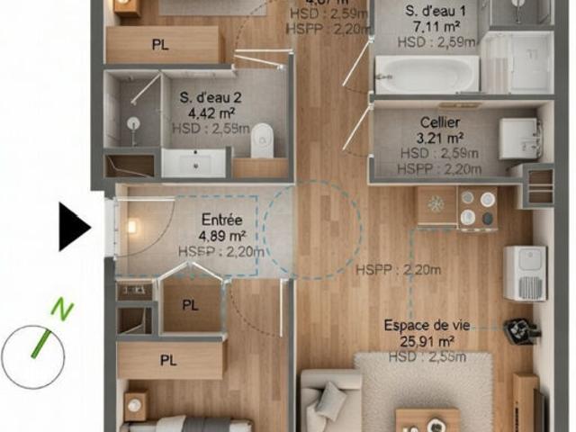Appartement 4 pièces 85 m²