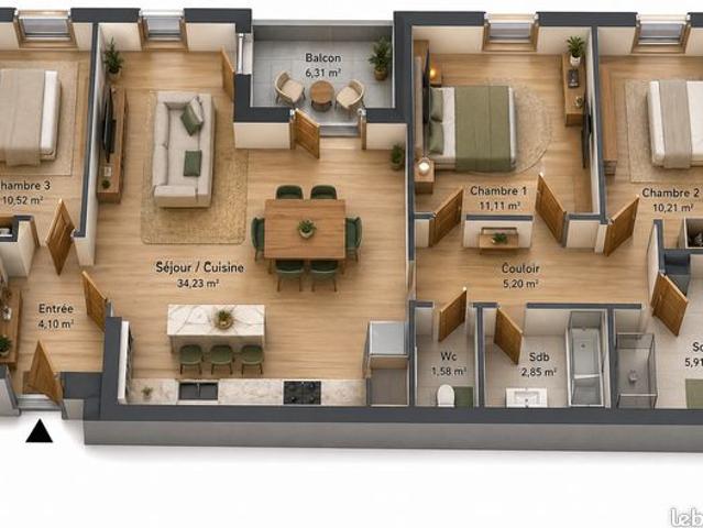 Appartement 4 pièces 86 m²