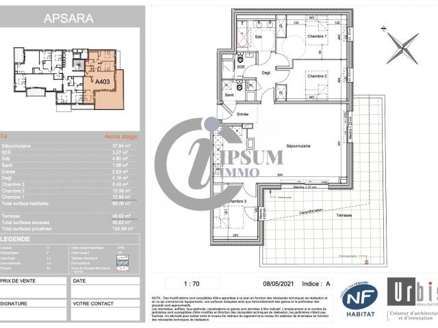 Appartement 4 pièces 88 m²