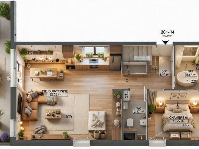 Appartement 4 pièces 93 m²