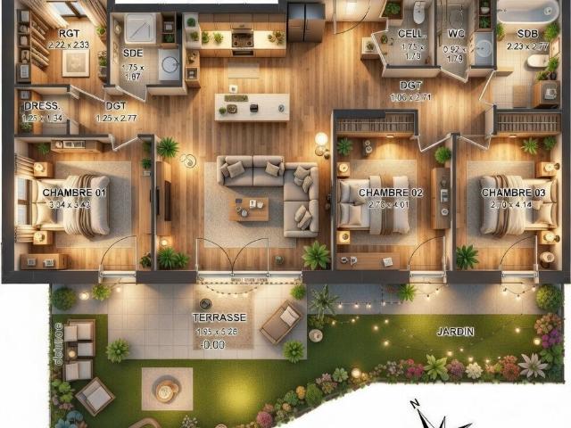 Appartement 4 pièces 91 m²