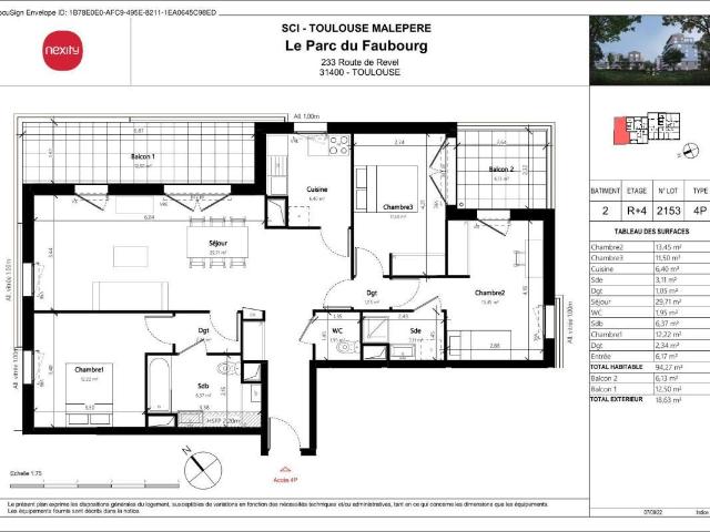 Appartement 4 pièces 94 m²