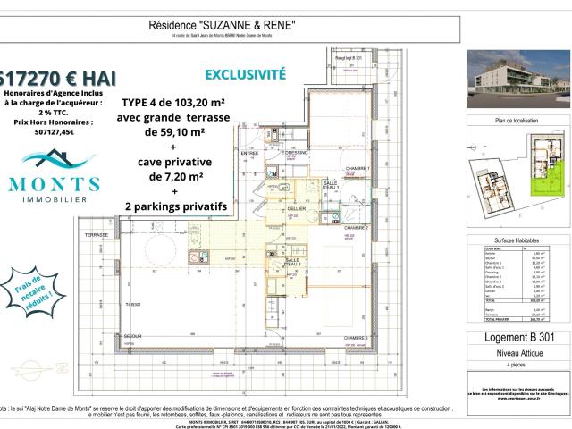 Appartement 4 pièces 102 m²