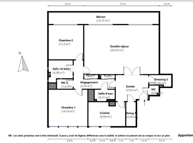 Appartement 4 pièces avec balcon – Résidence calme et verdoyante