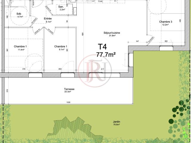 Appartement 4 pièces neuf avec terrasse et jardin