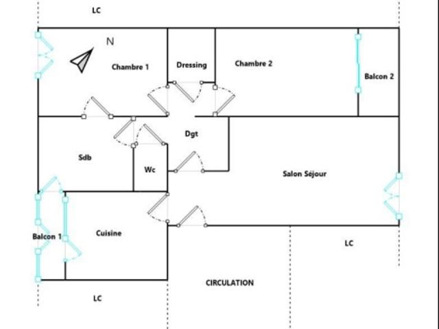 Appartement 57.25 m2 3 pièces