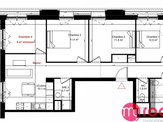 Appartement 5 pièces, 86 m² à louer à Saint Denis 93200