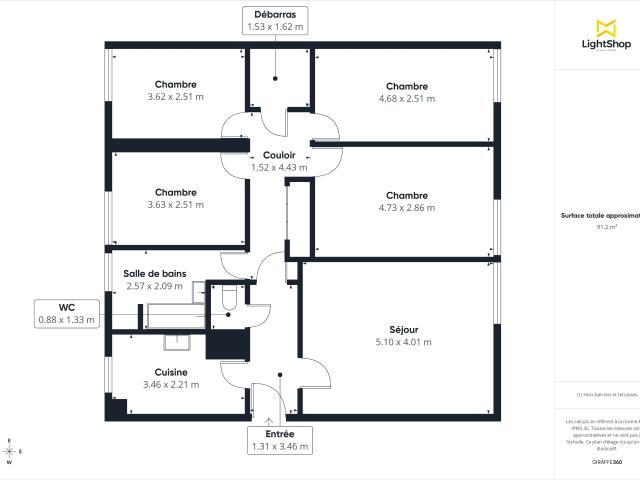 Appartement 5 pièces 91 m²