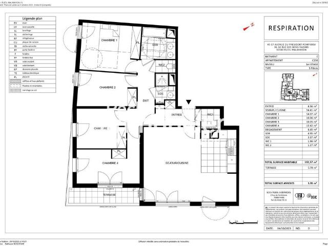 Appartement 5 pièces 102 m²